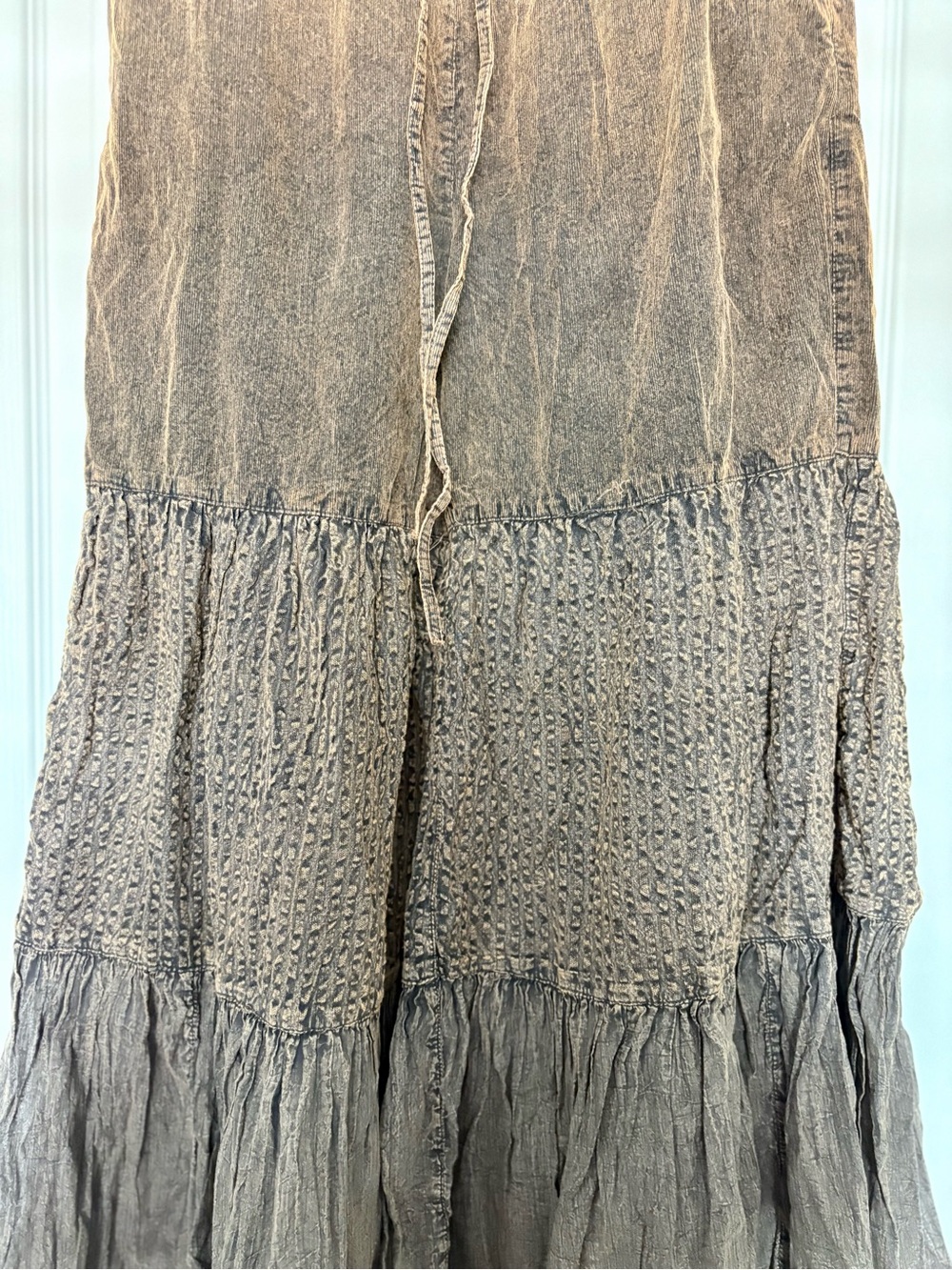 Young Threads NWT Boho Chic Tiered Patch Inserted Corduroy Mocha Wide Leg Pants - Picture 17 of 17